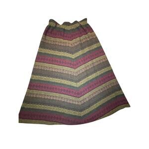 VTG Brown Striped A-line Skirt Midi S Academia Office Geometric Tweed Made USA